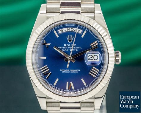 rolex white gold day date blue dial|blue diamond Rolex.